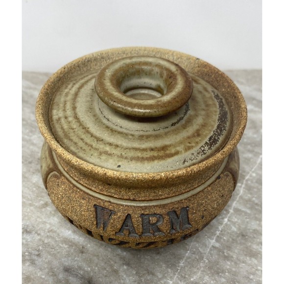 Vintage Pottery Clay Jam Sugar Bowl With Lid Brown Warm Fuzzies - Picture 2 of 8